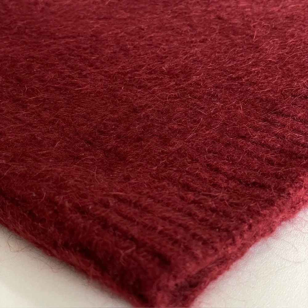 Cinq a Sept Issa Mohair Pullover Slit Cuff Sweater Pomegranate Red Medium